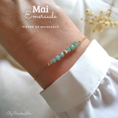 Bracelet pierre de naissance-mai- emeraude or gold filled
